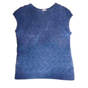 Navy cap sleeve open weave sweater.